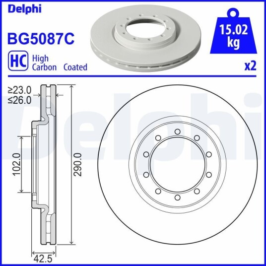Bremseskive DELPHI BG5087C Bremseskive DELPHI BG5087C
