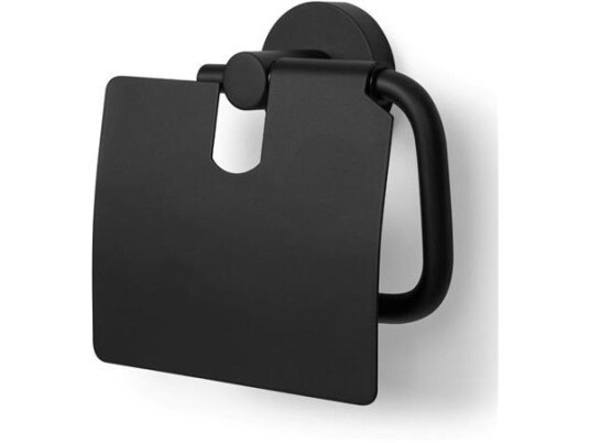 Blue Label Toiletrulleholder Med Låg - Sort Blue Label Toiletrulleholder Med Låg - Sort