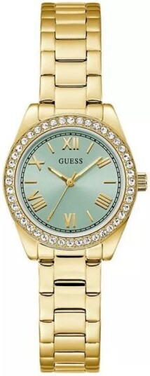 Guess Dameklokke GW0841L5 Luna Grønn/Gulltonet stål Ø30 mm