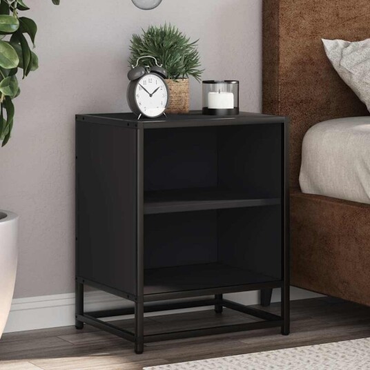  Nattbord 2 stk svart 40x31x50 cm heltre furu og metall 8721102837593