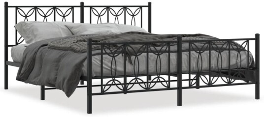 Sengeramme i metall med hode- og fotgavl svart 180x200 cm 8721102644139