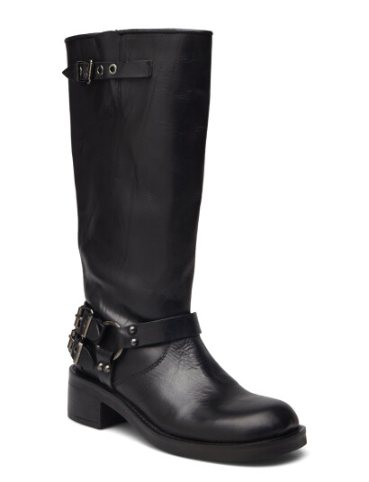 Bianco Biaharper Biker Boot Pull Up Leather - Black - 36 Bianco Biaharper Biker Boot Pull Up Leather - Black - 36