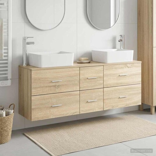 vidaXL Baderomsskapsett 3 stk. Sonoma eik 53 x 34,5 x 63 cm vidaXL Baderomsskapsett 3 stk. Sonoma eik 53 x 34,5 x 63 cm
