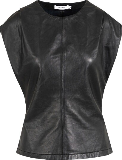 Coster Copenhagen Draped Leather Top i Svart - Elegant Bluse for Dame Coster Copenhagen Draped Leather Top i Svart - Elegant Bluse for Dame