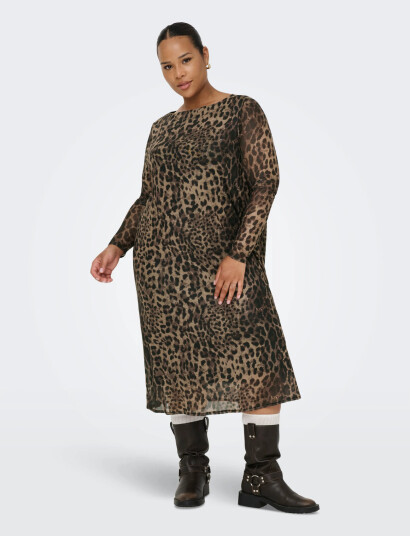 ONLY Carmakoma Carforest Life Ls Boatneck Blk Dress Jrs - Multi/patterned - 50-52