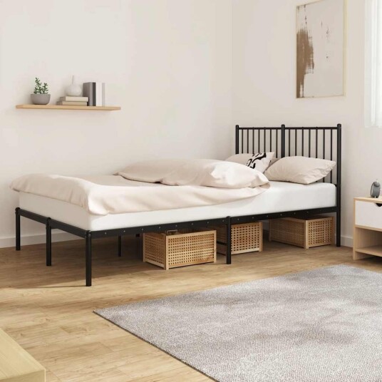 vidaXL Sengeramme i metall med hodegavl svart 120x190 cm vidaXL Sengeramme i metall med hodegavl svart 120x190 cm