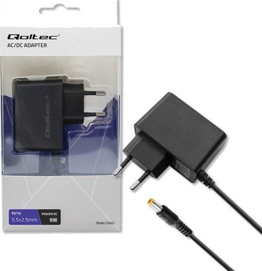 Qoltec 52403 AC/DC strømadapter 9W 9V 1A 5.5x2.5mm