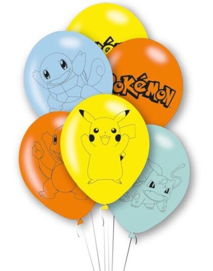 Amscan 6 stk Lisensierte Pokémon Latexballonger 27,5 cm 9917112