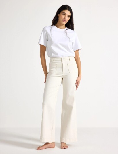 Lindex Wide Paula Jeans With High Waist   Cream   44