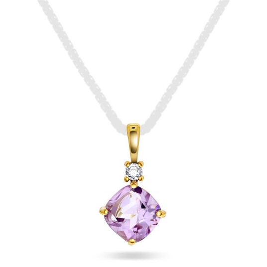 Pan Jewelry Anheng i 585 gult gull med zirkonia og ametyst Pan Jewelry Anheng i 585 gult gull med zirkonia og ametyst