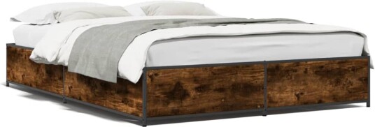 Sengeramme røkt eik 140x190 cm konstruert tre og metall 8721102610448