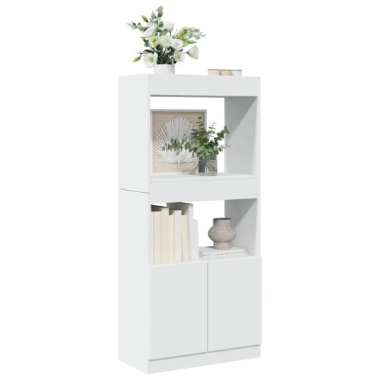 Highboard hvit 63x33x140 cm konstruert tre