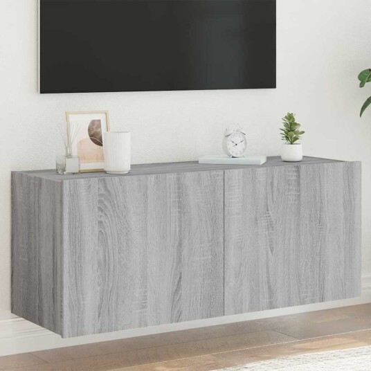 Vegghengt TV benk med LED grå sonoma 100x35x41 cm Vegghengt TV benk med LED grå sonoma 100x35x41 cm
