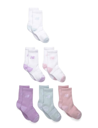 New Balance Youth Active Crew Socks 6 Pack White L New Balance Youth Active Crew Socks 6 Pack White L
