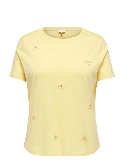 ONLY Carmakoma Carzenia S/S O Neck Top Jrs Yellow 46 48