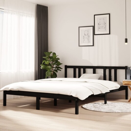 vidaXL Sengeramme svart heltre 150x200 cm 5FT King Size