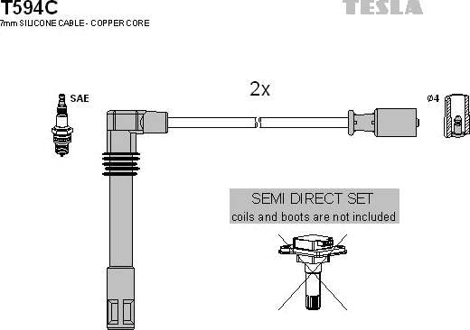 Tennplugg kabelsett TESLA T594C