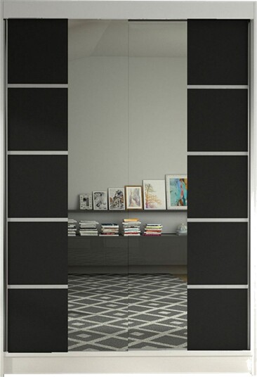 Liverpool Garderobe med Speil 120x200 cm - Svart/Hvit
