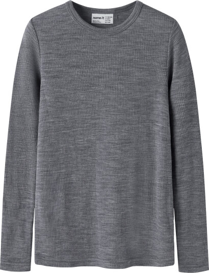 Name It Nknwax Wool Rib Ls Top Grey 110