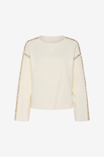 Y.A.S - Genser yasStitcha LS Knit Pullover S - Hvit