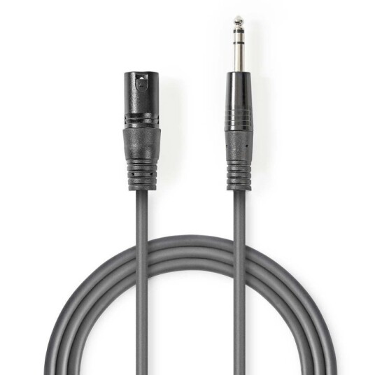 Nedis Balansert lydkabel | XLR 3-Pin Han | 6.35 mm Han | Nikkel belagt | 3.00 m | Rund | PVC | Mørk Grå | Pappetui