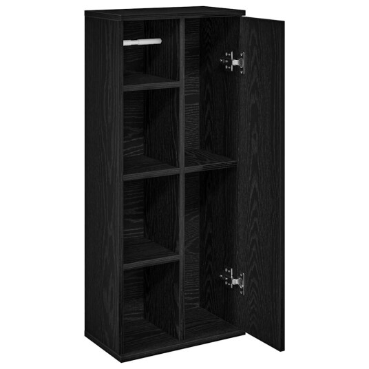 Baderomsskap med rulleholder svart 39x22x90 cm 8721158574046 Baderomsskap med rulleholder svart 39x22x90 cm 8721158574046