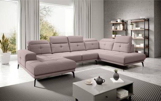Devender Sofa m. Divan og Sjeselong Lyserosa