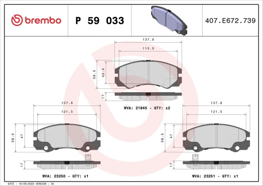 Bremseklosser BREMBO P 59 033