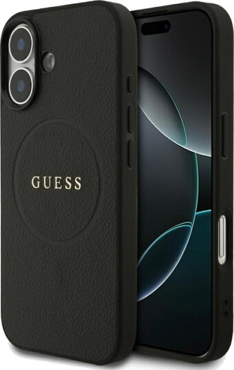 GUESS Grained Ring MagSafe Mobildeksel til iPhone 17 - Svart