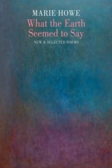 What the Earth Seemed to Say New & Selected Poems
