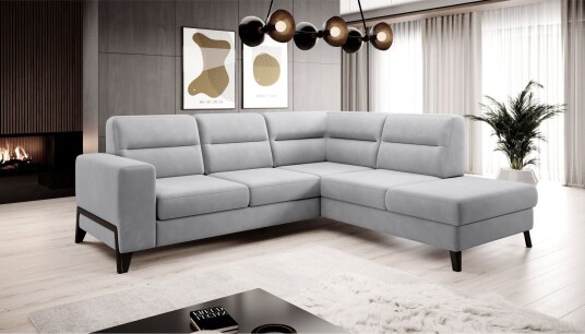 Anglika Sofa m. Sjeselong 4 seters   Grå
