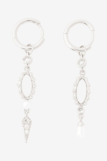 IOAKU   Øreringer Chic Pearl Hoop Earrings Gold   Sølv