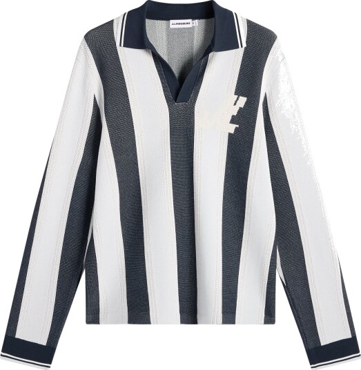 J. Lindeberg Silas Stripe Polo Knit Navy L