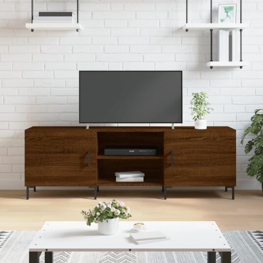 TV benk brun eik 150x30x50 cm konstruert tre