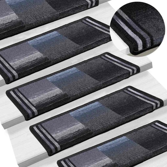 vidaXL Selvklebende trappematter 5 stk 65x21x4 cm svart og grå