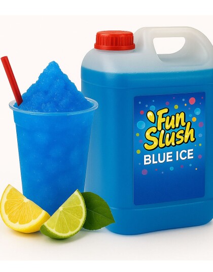 5 liter Blue Ice Slush Konsentrat   30 liter Ferdig Popz Fun Slush