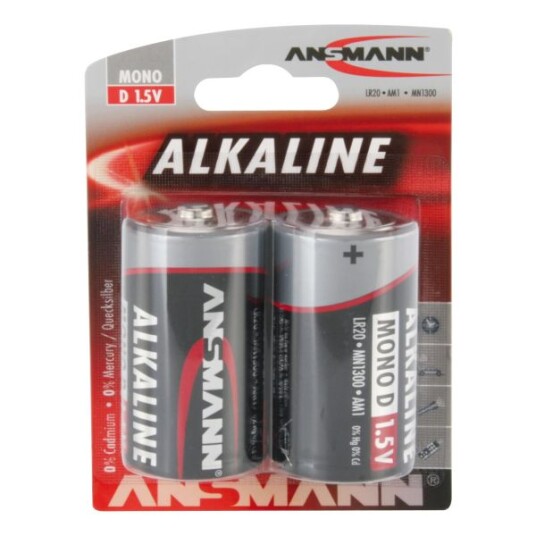 Ansmann 2-pakning D/LR20 Alkalisk Batteri - 1.5V Universale Batterier Ansmann 2-pakning D/LR20 Alkalisk Batteri - 1.5V Universale Batterier