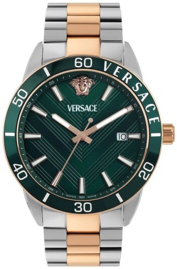 Versace Herreklokke VEYCA0624 Greca Grønn/Rose gulltonet stål Ø43