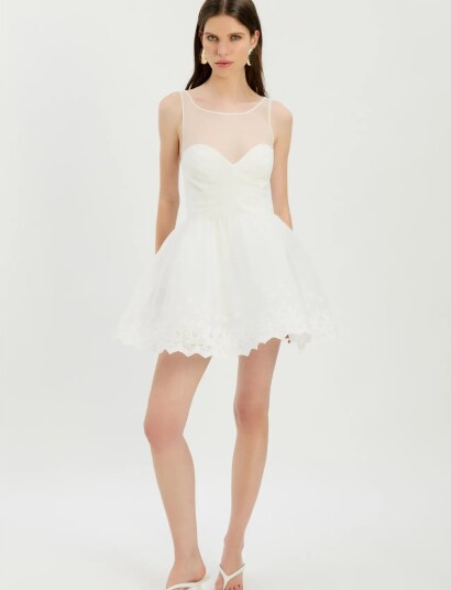 Bardot Hilda Hoop Mini Dress   White   36