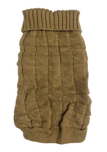 Rutestrikket Hundegenser Mørk Beige