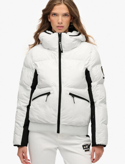 Superdry Sport Hooded Ski Bomber Jacket - White - L Superdry Sport Hooded Ski Bomber Jacket - White - L