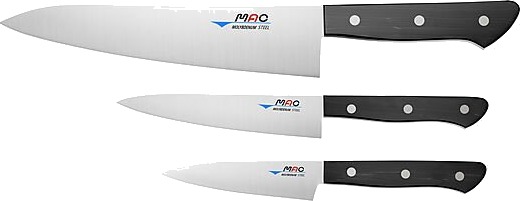 Mac knivsett 3deler kokkekniv hb 85 grønnsakskniv hb 55 grønnskaskniv hb 40