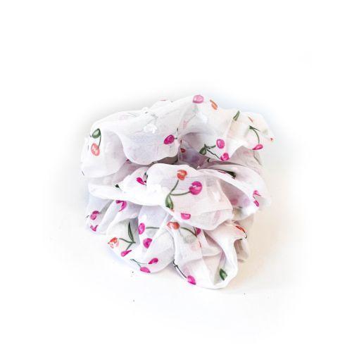 Organza Scrunchie Mønster Cherry White Organza Scrunchie Mønster Cherry White
