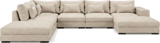 Dubai U modulsofa med divan høyre ekstra dyp i Chenille Beige Dubai U modulsofa med divan høyre ekstra dyp i Chenille Beige