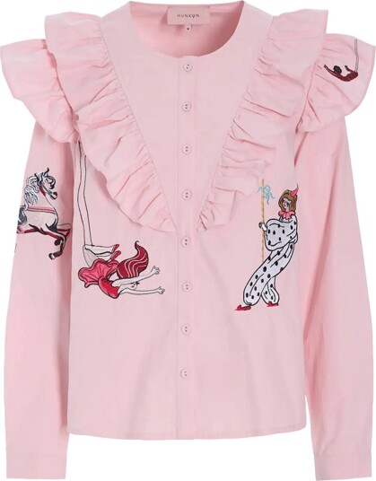 Hunkøn Nola Ruffle Shirt Pink S Hunkøn Nola Ruffle Shirt Pink S