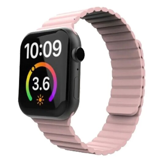 Lippa Apple Watch (42/44/SE/45/49mm) Magnetisk Silikonreim - Rosa