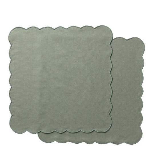 Ziczac Scallopped tekstilserviett 2 stk 40x40 cm støvgrønn Ziczac Scallopped tekstilserviett 2 stk 40x40 cm støvgrønn