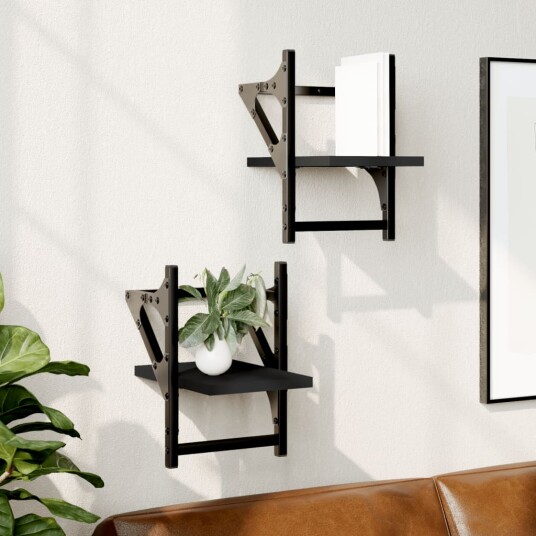  Vegghyller med stenger 2 stk svart 20x25x30 cm 8721012045620