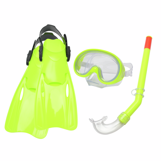 Dykkemaske, snorkel og svømmeføtter til JR