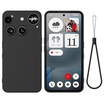 Nothing Phone (3) Flytende silikon deksel med håndstropp   svart